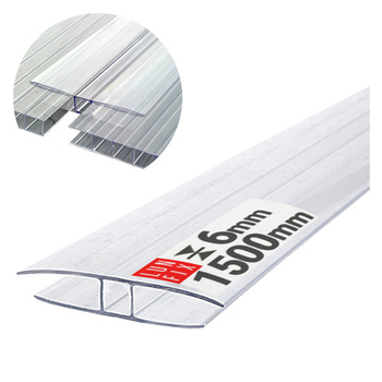 Profil H6 łączący bezbarwny do poliwęglanu 1,5m
