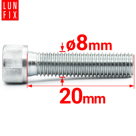 Śruby imbusowe M8x20 ocynkowane DIN912 klasa 8.8 1kg