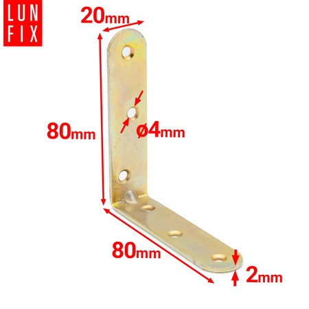 Kątownik meblowy 80x80x20x2 KR8 1szt.