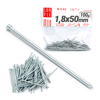 Gwoździe stolarskie 1,8x50mm srebrne ocynkowane 100g