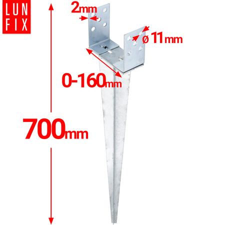 Podstawa słupa wbijana regulowana kotwa 0-170x700mm