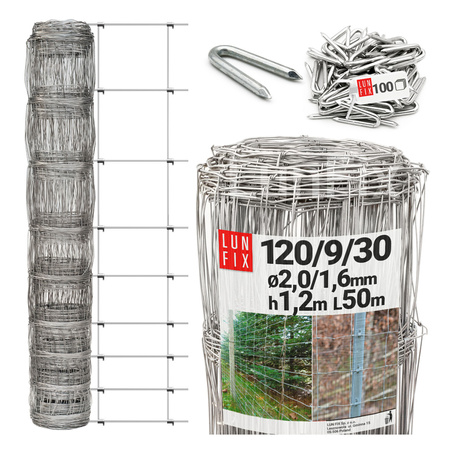 Siatka leśna budowlana 120cm fi 2-1,6mm ocynkowana 50mb + 100 sztuk skobli gratis!