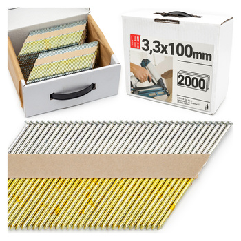 Gwoździe do gwoździarki 100mm 3,3x100 gładkie na papierze ocynkowane 2000szt.