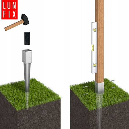 Zestaw podstawa słupa wbijana 12 cm + wkręty