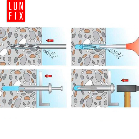 Kołki stalowe szybkiego montażu do betonu wbijane 6x65 10szt.