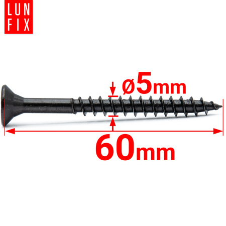 Wkręty uniwersalne 5x60 hartowane ocynkowane na czarno 20szt.