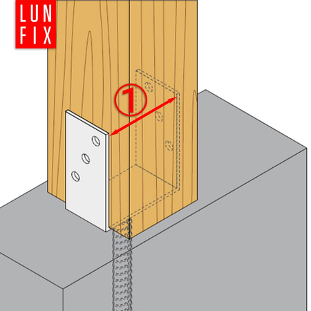 Podstawa słupa do wmurowania 140 mm kotwa z prętem do betonu