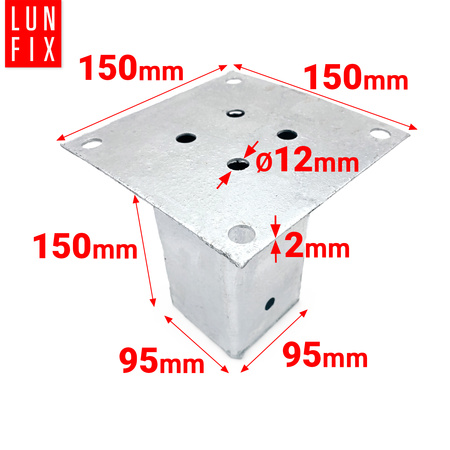 Podstawa słupa przykręcana "stopa" 90x90 mm kotwa