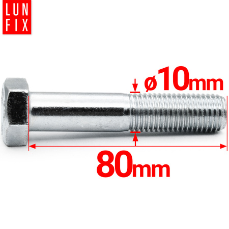 Śruba sześciokątna M10x80 ocynk DIN 931 klasa 5.8 półgwint 1kg