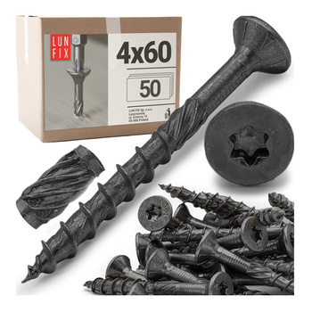 Wkręty ciesielskie czarne stożkowe 4x60 do drewna KMWHT 50szt.