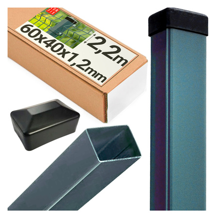 Słupek ogrodzeniowy 2,2m grafitowy 60x40x2mm