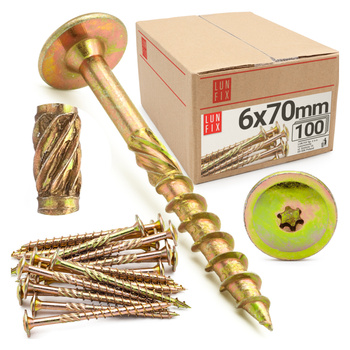 Wkręty ciesielskie talerzowe 6x70 do drewna WKCP 100szt.
