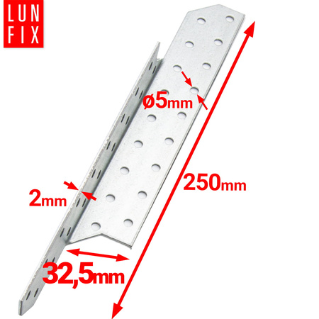Łącznik krokwiowy LK5 ciesielski 250x32,5 mm LEWY 1szt.