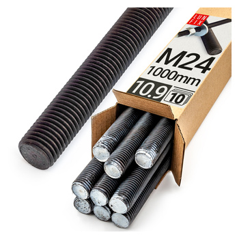 Pręt gwintowany szpilka M24 czarny 1000 mm klasa 10.9 10szt.
