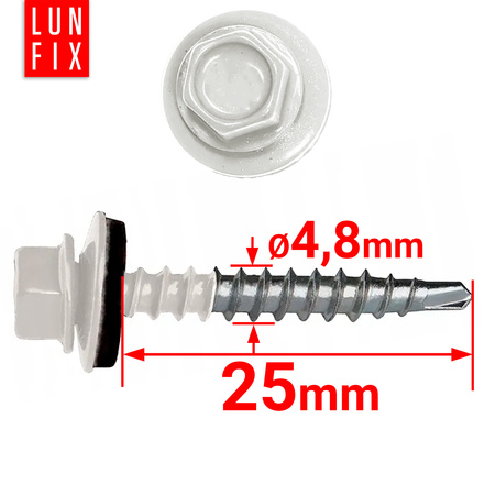 Wkręty farmerskie 4,8x25 samowiercące farmery biały ciepły 250szt.