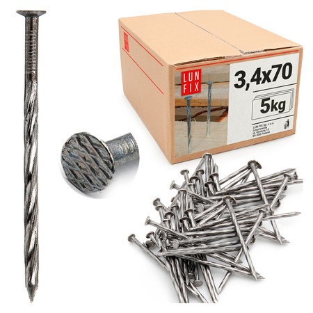 Gwoździe skręcane 3,4x70 mm czarne 5kg