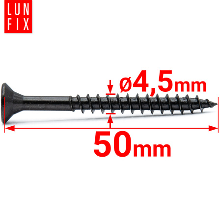 Wkręty uniwersalne 4,5x50 hartowane ocynkowane na czarno 20szt.