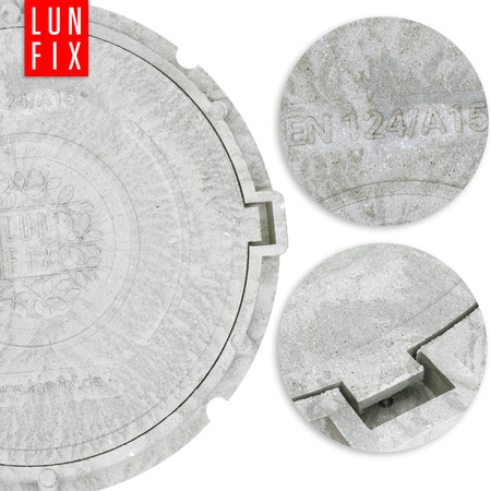 Właz do studni, klapa, pokrywa, studzienka, do szamba, DN 600 mm, 60 cm,  Szary A15 1,5t