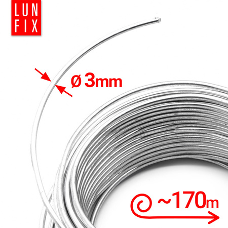 Drut naciągowy do siatki 3mm srebrny ocynkowany 10kg