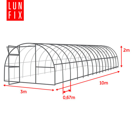 Szklarnia z poliwęglanu 3x10m profil 20x40mm grubość 4mm