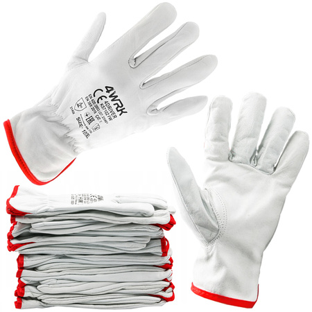 Rękawice robocze z koziej skóry 10 XL białe 12szt.
