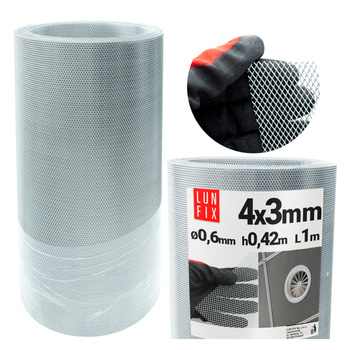 Siatka cięto-ciągniona 0,6mm stalowa ocynkowana oczko 4x3mm wys. 420mm 1mb