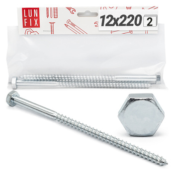 Wkręty do drewna z łbem sześciokątnym 12x220 ocynk DIN571 2szt