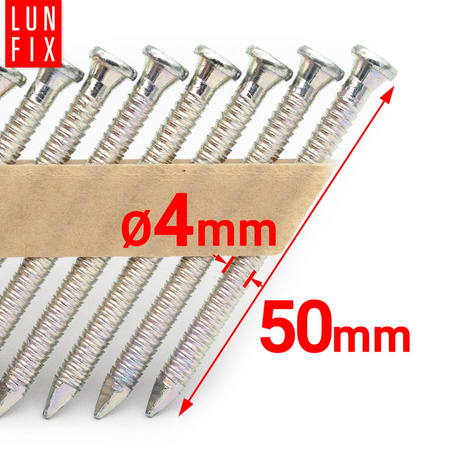 Gwoździe do gwoździarki 50mm 4x50 2 cale ANCHOR na papierze ocynkowane 1100szt.