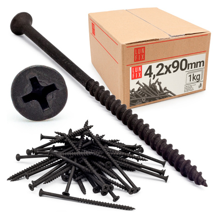 Wkręty do płyt gipsowych g-k 4,2x90 do drewna KGD 1kg