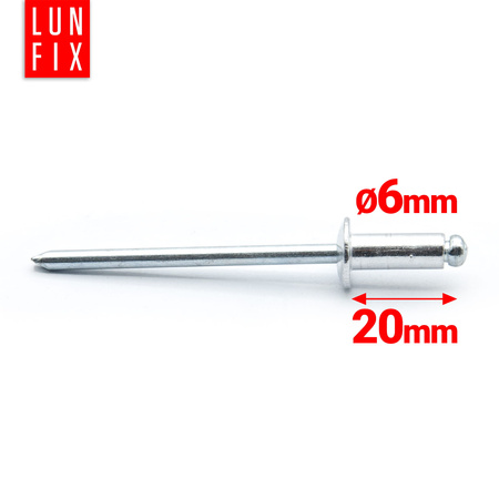 Nity zrywalne 6x20mm aluminiowo-stalowe 50szt.