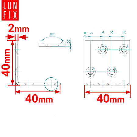 Kątownik montażowy czarny 40x40x40x2 1szt.