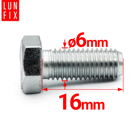 Śruba sześciokątna M6x16 ocynkowana DIN 933 klasa 5.8 1kg