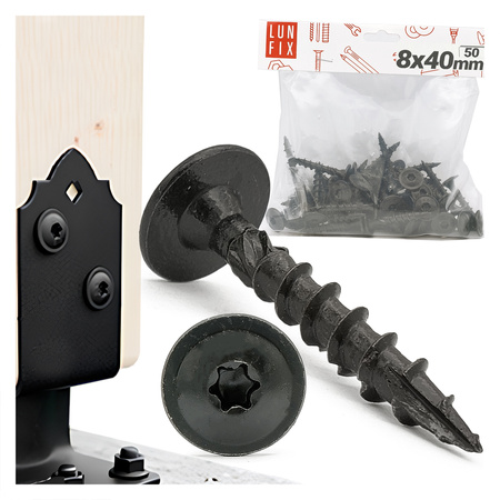 Wkręt talerzowy czarny 8x40 ozdobny ocynkowany 50szt.