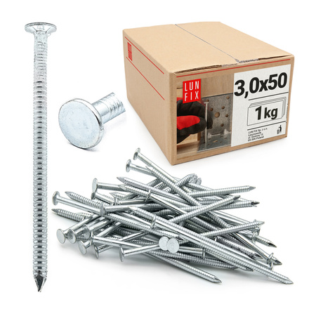 Gwoździe pierścieniowe 3x50 mm 2 cale ocynkowane 1kg