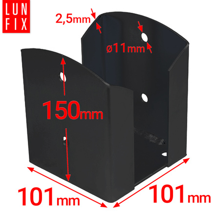 Podstawa słupa czarna przykręcana 101x150x2,5 kotwa