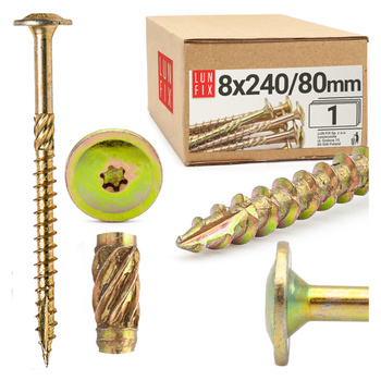 Wkręty ciesielskie talerzowe 8x240 do drewna WKCP 1szt.