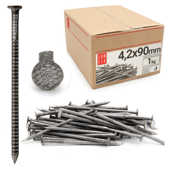 Gwoździe pierścieniowe 4,2x90 mm 3,5" ciesielskie czarne 1kg