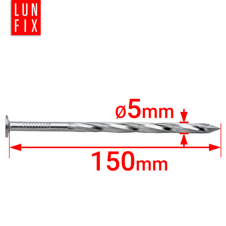Gwoździe skręcane 5x150 mm 6 cali ocynkowane 1kg