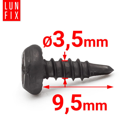 Wkręty samowiercące 3,5x9,5mm do metalu fosfatowane 1000szt.