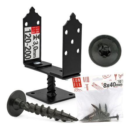 Zestaw podstawa słupa regulowana przykręcana 120-200 mm z wkrętami