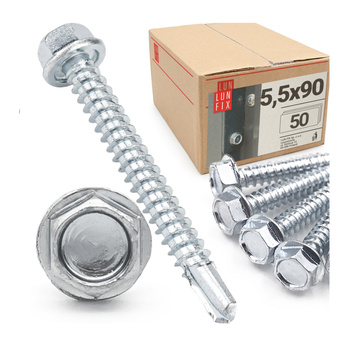 Wkręty samowiercące 5,5x90 łeb 6-kątny DIN7504 ocynk 50szt.