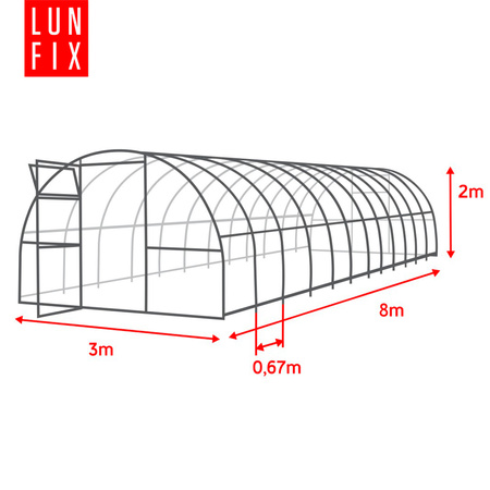 Szklarnia z poliwęglanu 3x8m profil 20x20mm grubość 3mm