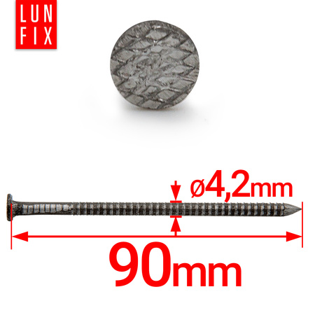 Gwoździe pierścieniowe 4,2x90 mm 3,5" ciesielskie czarne 1kg