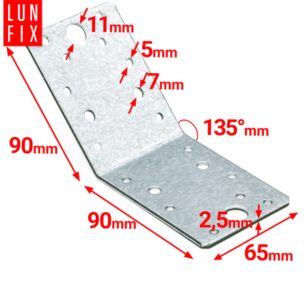 Kątownik rozwarty 135 stopni KLR3 90x90x65x2,5