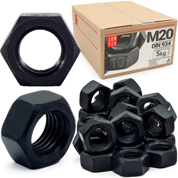 Nakrętka sześciokątna M20 DIN 934 klasa 10 czarna 5kg