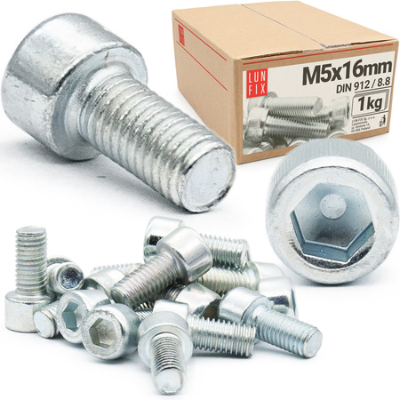 Śruby imbusowe M5x16 ocynkowane DIN912 klasa 8.8 1kg