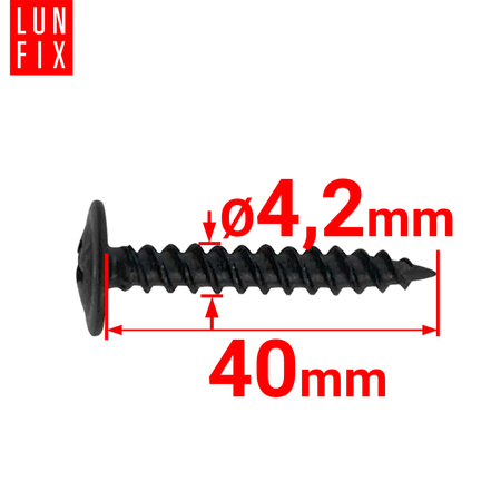 Wkręty do metalu czarne 4,2x40 fosfatowane z łbem podkładkowym 50szt.