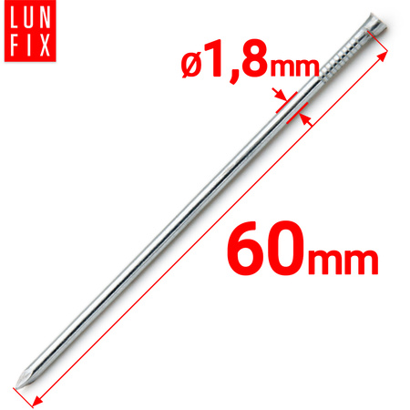 Gwoździe stolarskie 1,8x60mm srebrne ocynkowane 5kg