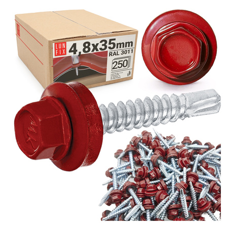 Wkręty farmerskie 4,8x35 samowiercące farmery czerwone 250szt.