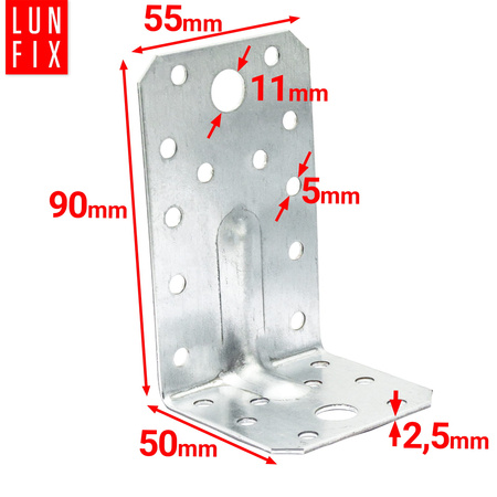 Kątownik z przetłoczeniem KP3 50x90x55x2,5 10szt.
